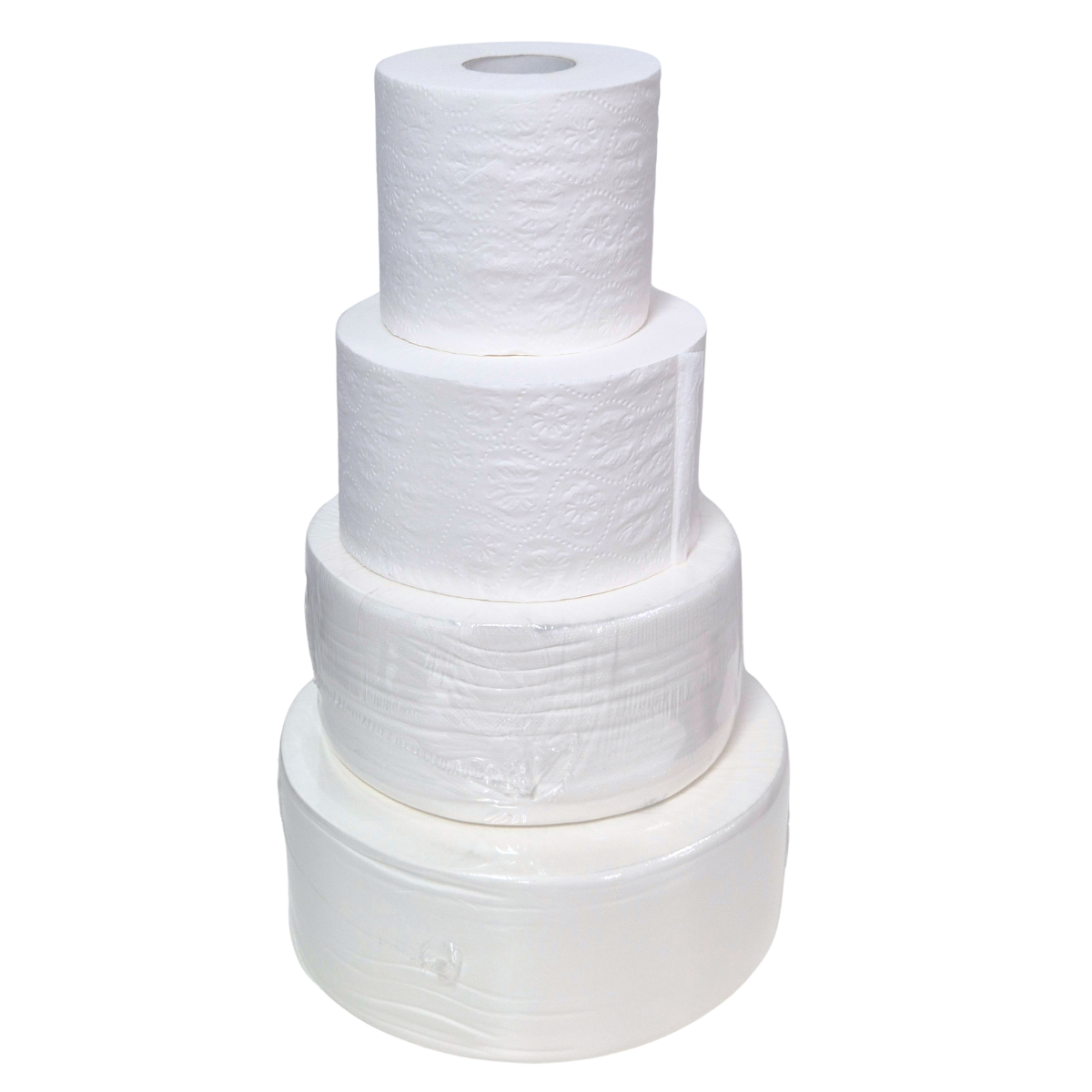 Whisper Jumbo sizes toilet paper stack