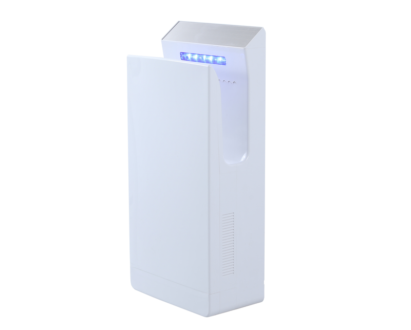 Emvino High-Speed Hands-In Jet Hand Dryer White, white electric hand dryer, UV light, white background