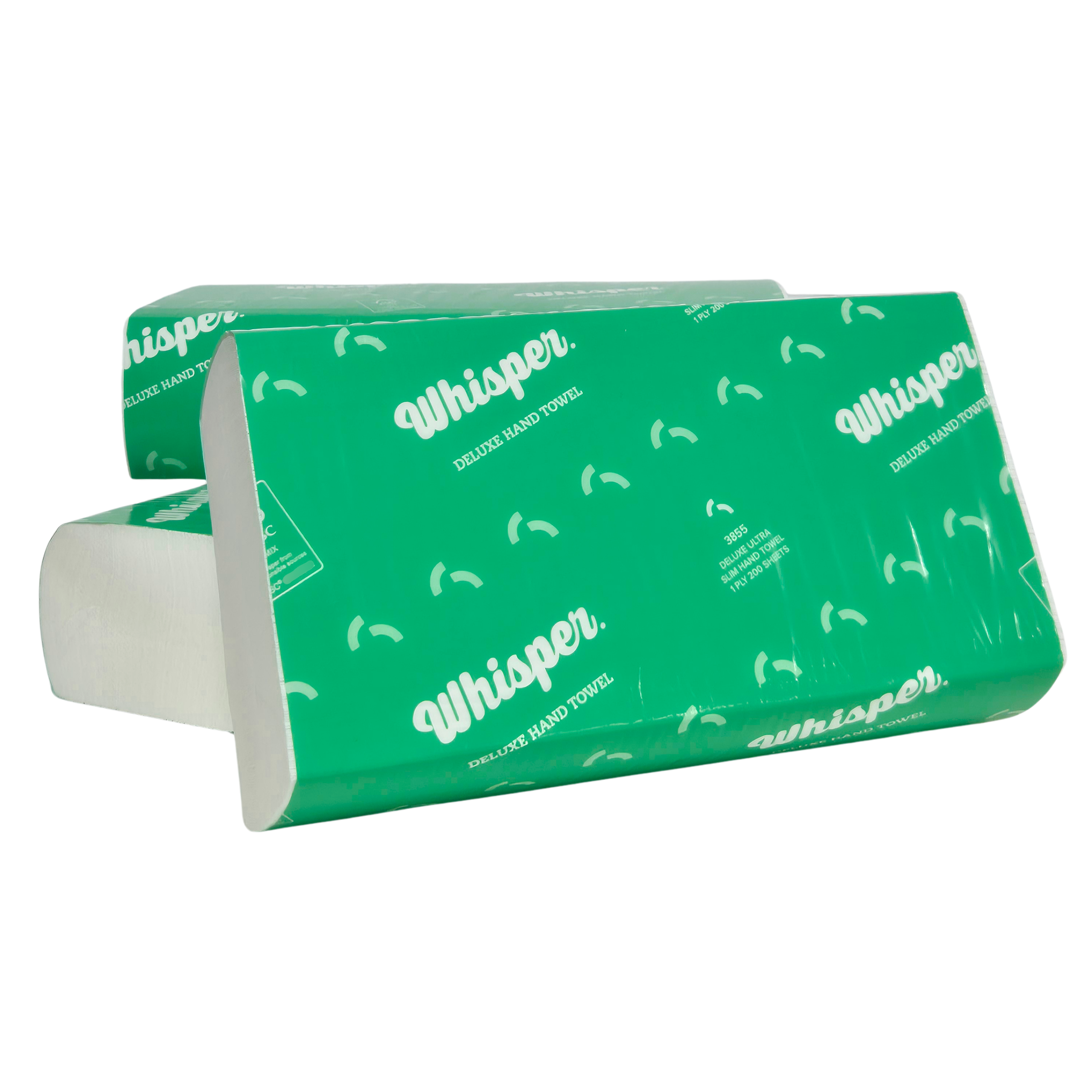 Whisper Ultrafold Hand Towel 1Ply, Manufacturer, paper manufacturer, Paper hand towel, folded hand towel, Whisper, 3855, 200 Sheets per pack, 23cm x 24cm