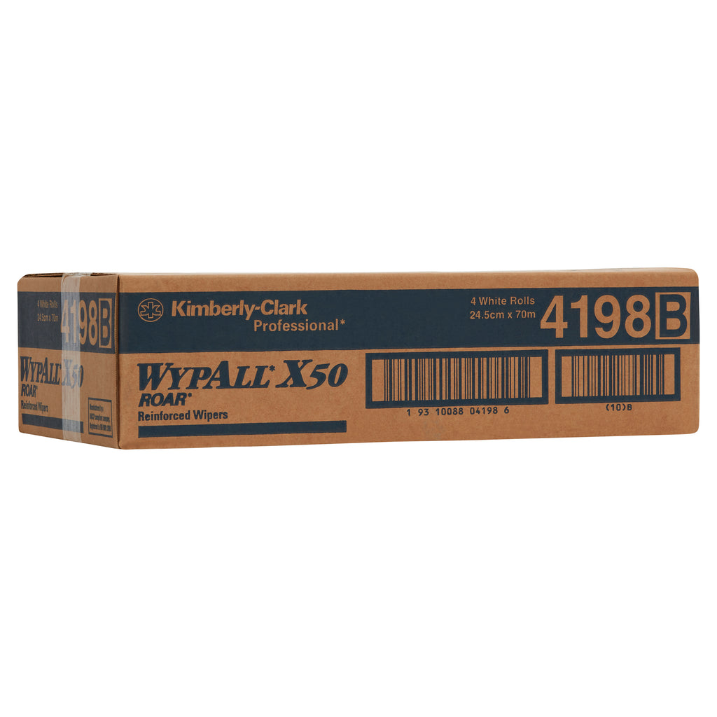 WYPALL® X50 Small Roll Wipers (4198) - Small Cleaning Wipers - 70m White Disposable Wipers / Roll
