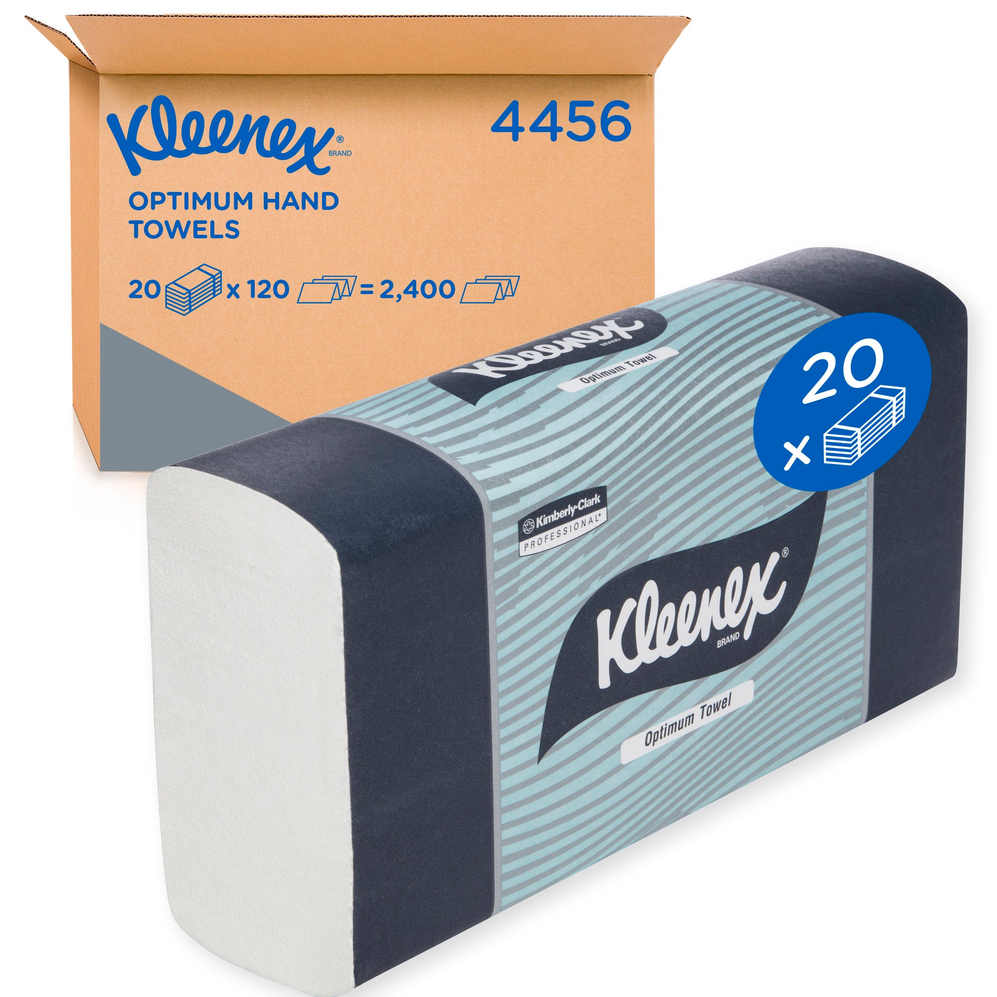 KLEENEX® Optimum Hand Towels (4456), Folded Paper Hand Towels, 20 Packs / Case, 120 Paper Towels / Pack (2,400 Towels), 4456, Optimum Hand Towel, Optimum Paper Towel, Optimum Towel