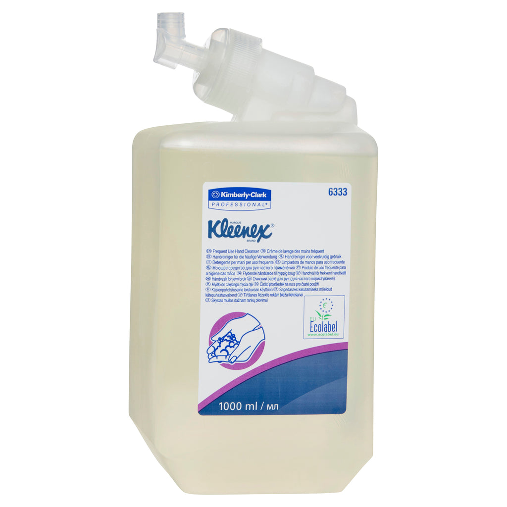 KLEENEX® Liquid Hand Soap (6333), Frequent Use Handwash, 6 Cartridges / Case, 1 Litre / Cartridge (6L)