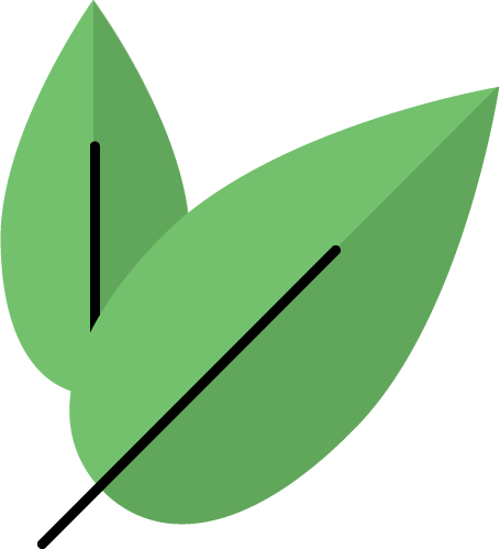 Two green leaf icons that are happy that whisper bamboo is biodegradable