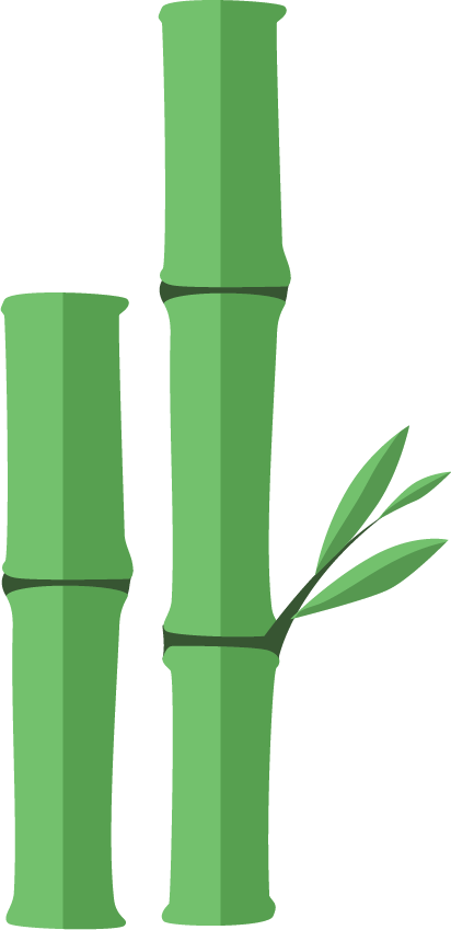 two bamboo stalk icons that represent whisper's bamboo range is 100% plastic free