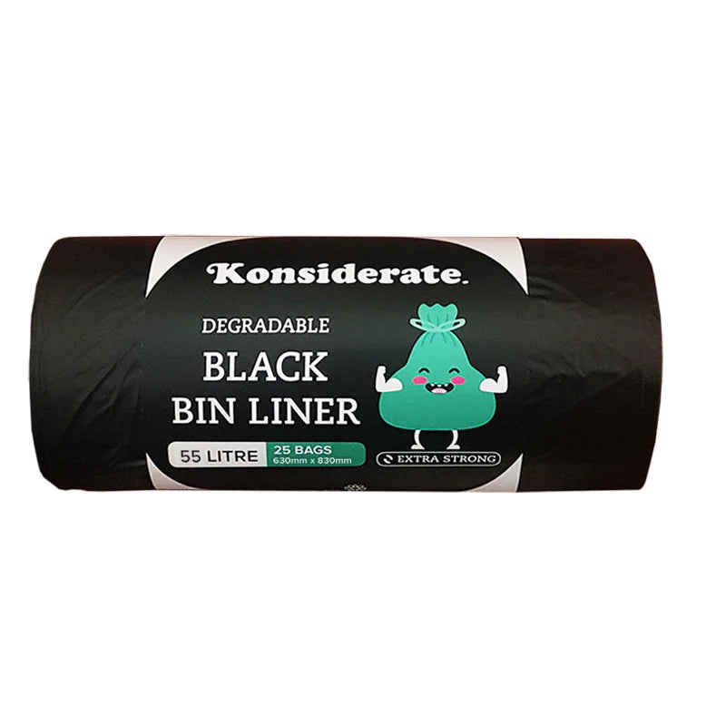 Heavy Duty Black Degradable Bin Liner 55L