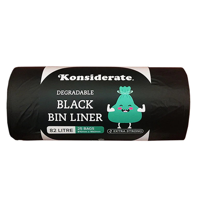 Heavy Duty Black Degradable Bin Liner 82L