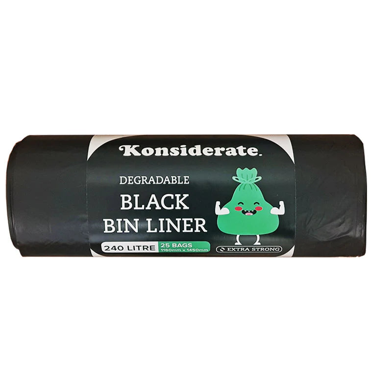 Heavy Duty Black Degradable Bin Liner 240L