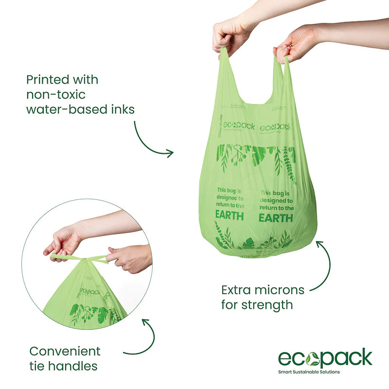 Ecopack 18L Compostable Bin Liners - Box Dispenser Small & Tie Handles