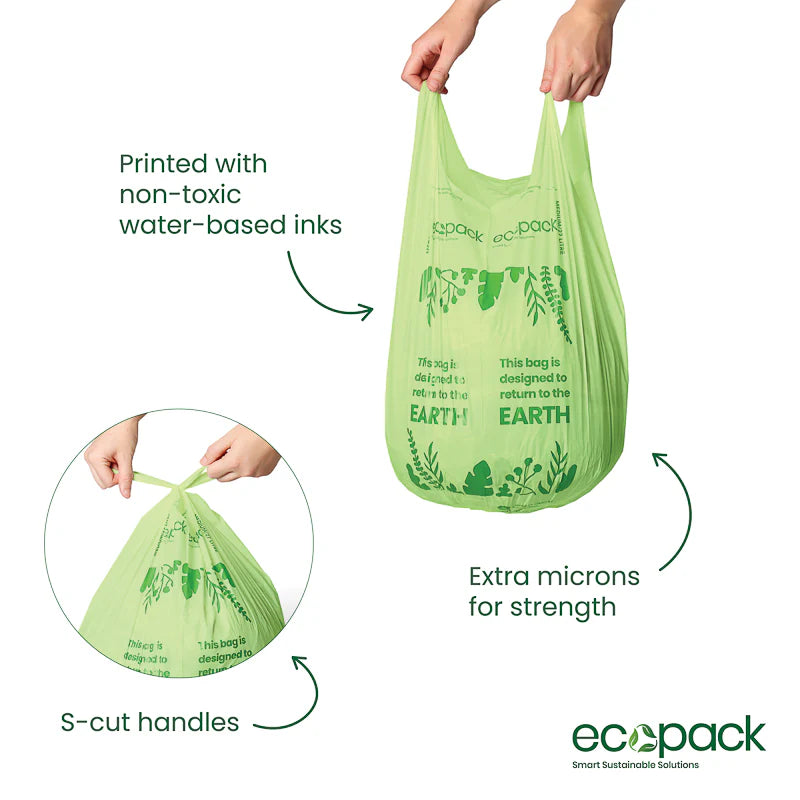 Ecopack 27L Compostable Bin Liners - Box Dispenser Medium & Tie Handles