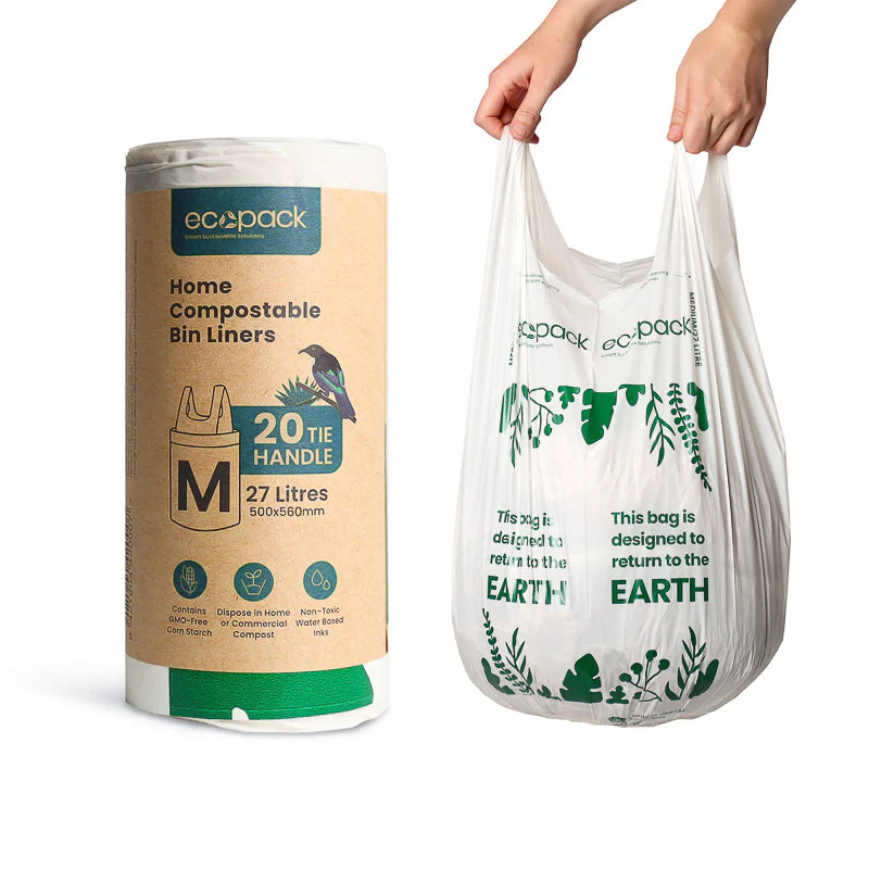 Ecopack 27L Compostable Bin Liners Medium - Tie Handles