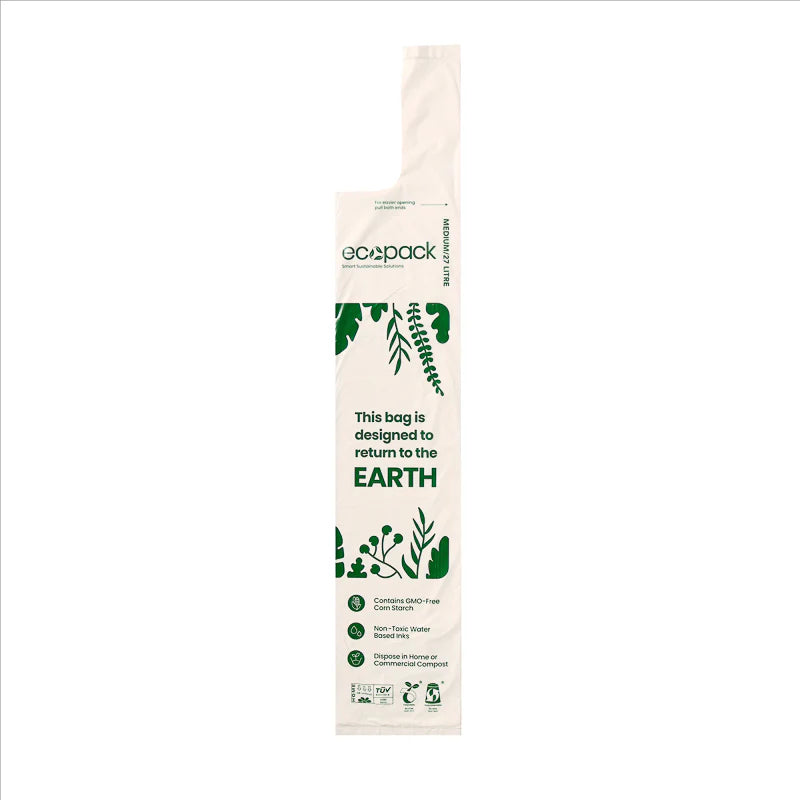 Ecopack 27L Compostable Bin Liners Medium - Tie Handles