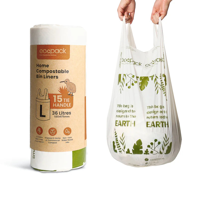 Ecopack 36L Compostable Bin Liners Large - Tie Handles