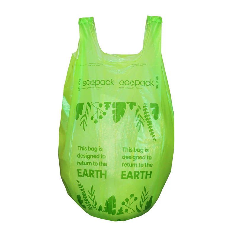 Ecopack 60L Compostable Bin Liners - Tie Handles