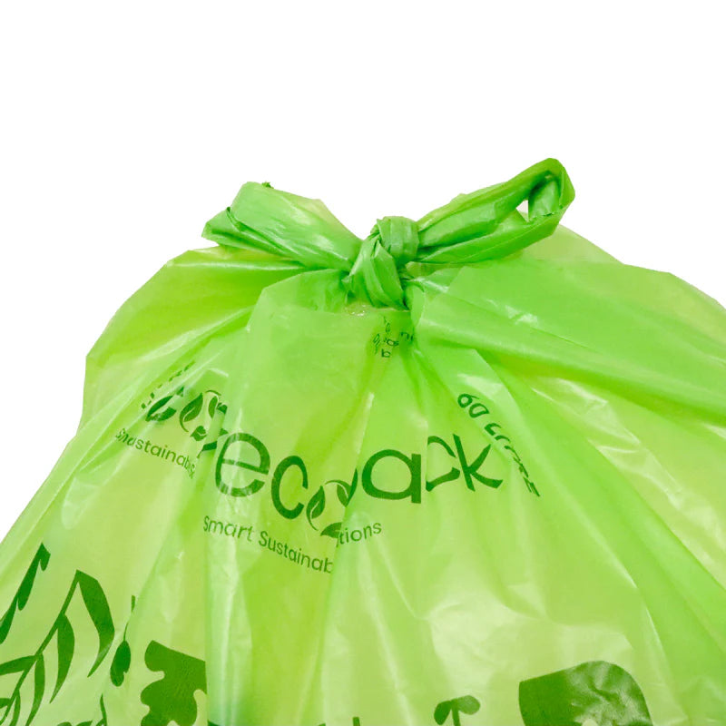 Ecopack 60L Compostable Bin Liners - Tie Handles