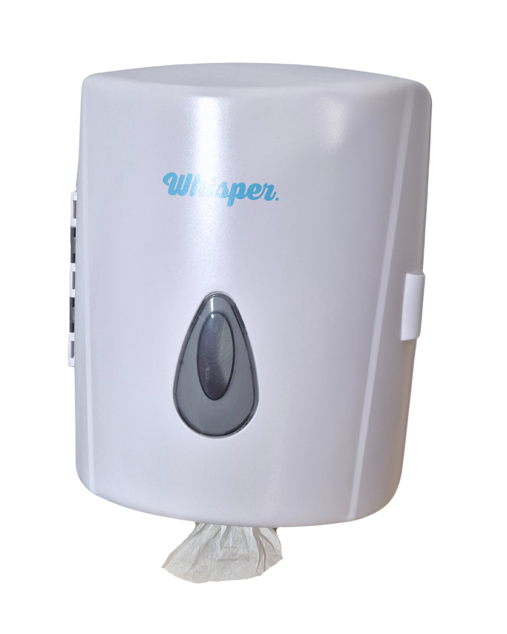 Centrefeed hand towel dispenser, centrefeed paper hand towel dispenser, manufacturer, paper towel dispenser, Whisper paper products, whisper, ABS construction, dispenser manufacturer, centrefeed roll towel, more hygienic, waste prevention, whisper dispenser, center pull