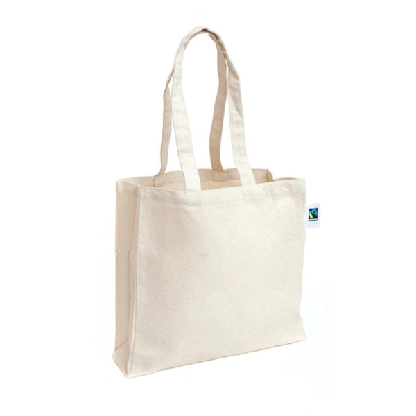 Beige tote bag with a visible brand label on a white background, whisper, ecopack tote bags, customisable tote bag, cotton tote bag, cotton bag