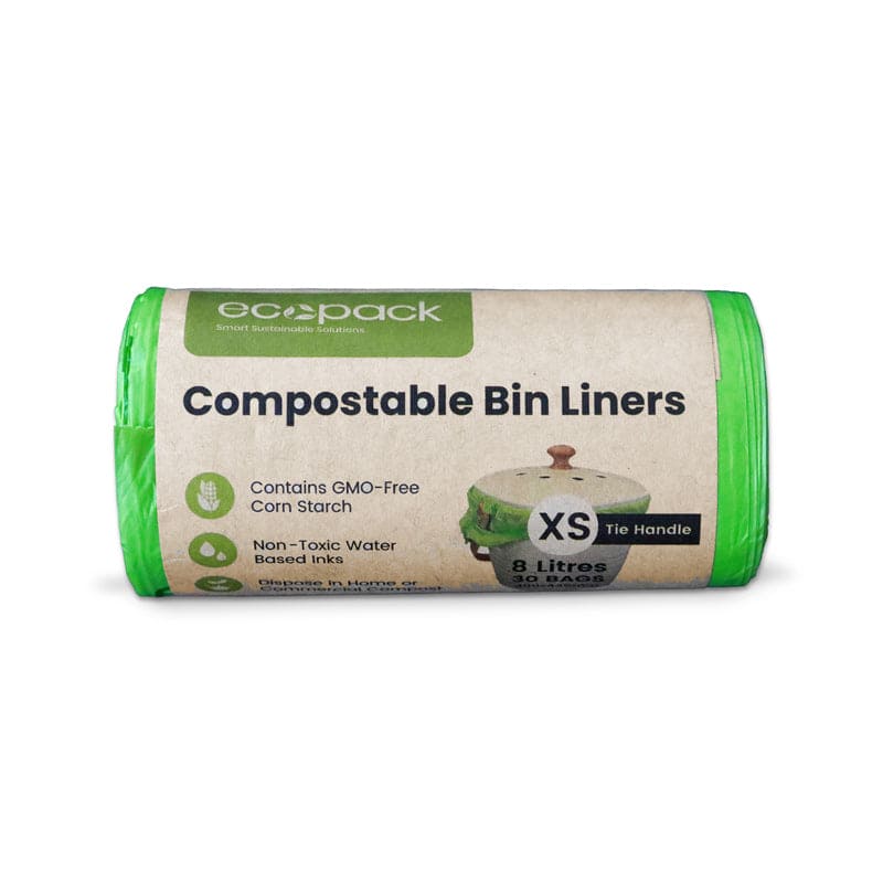 Ecopack 8L Green Compostable Bin Liners - Tie Handles