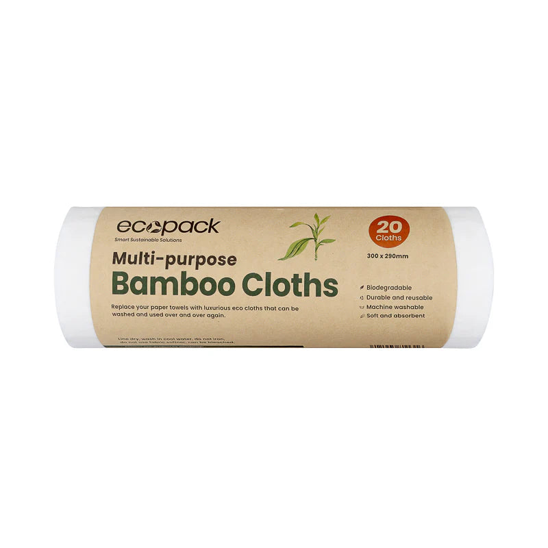 Ecopack Multi-Purpose Bamboo Cleaning Cloths (1 Roll/20 Cloths)
