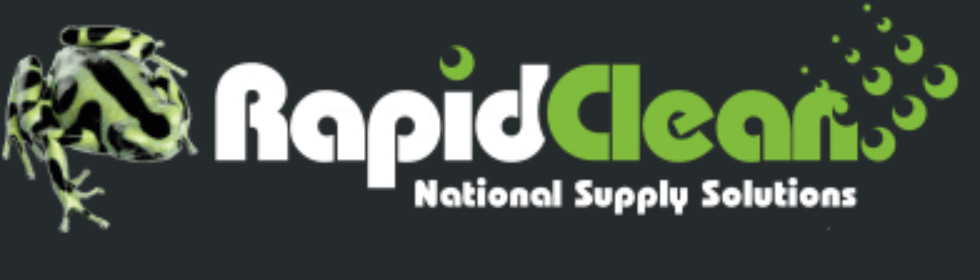 Rapid Clean National Supply Solutions Logo, with frog and black background