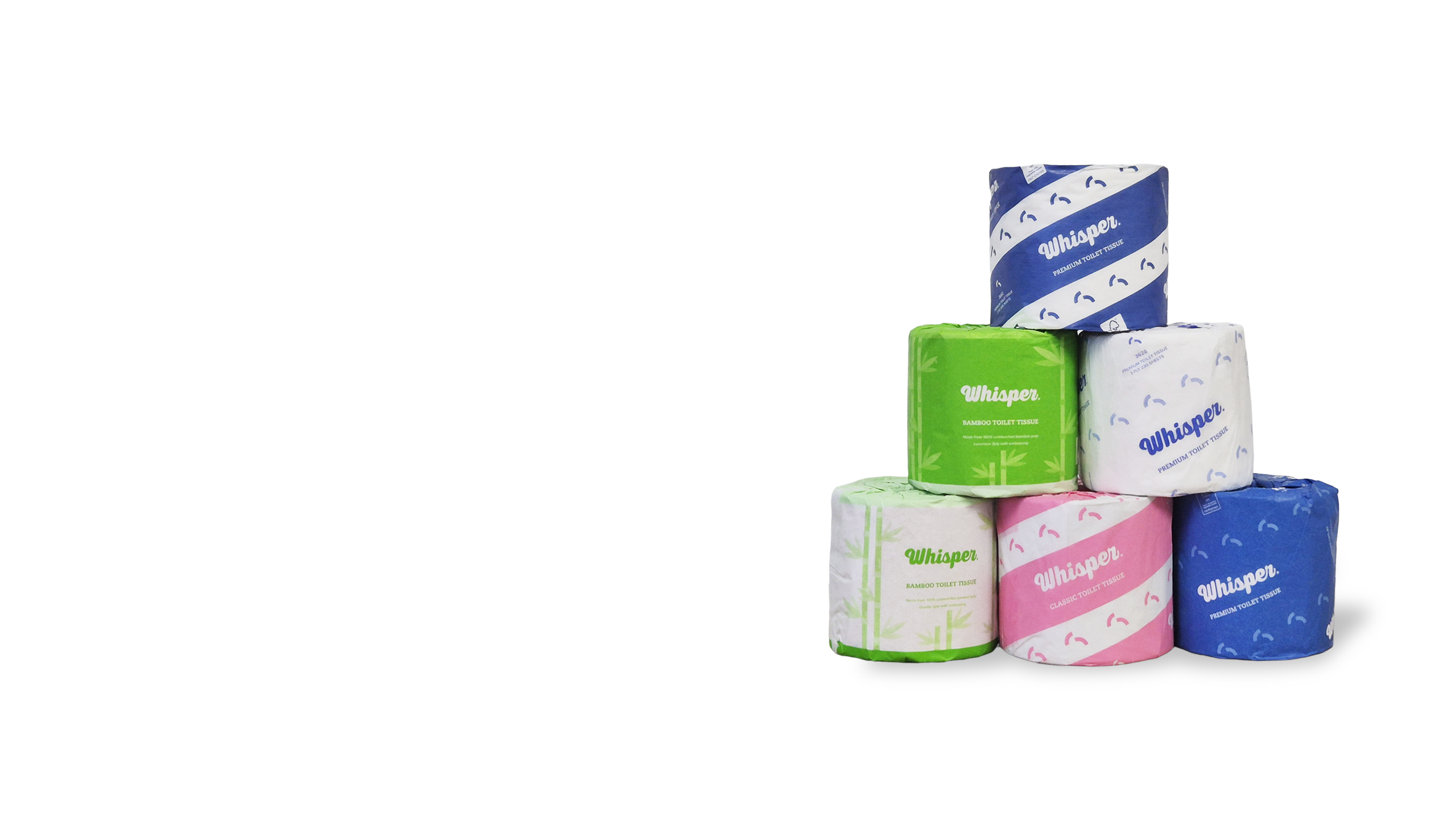 Whisper toilet tissue rolls stacked, toilet paper, custom toilet paper, whisper toilet paper rolls, blue and white stripped toilet paper, green bamboo toilet tissue, pink and white stripped toilet paper, blue toilet tissue